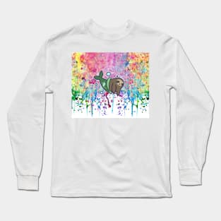 MerSloth Rainbow Paint Drip Long Sleeve T-Shirt